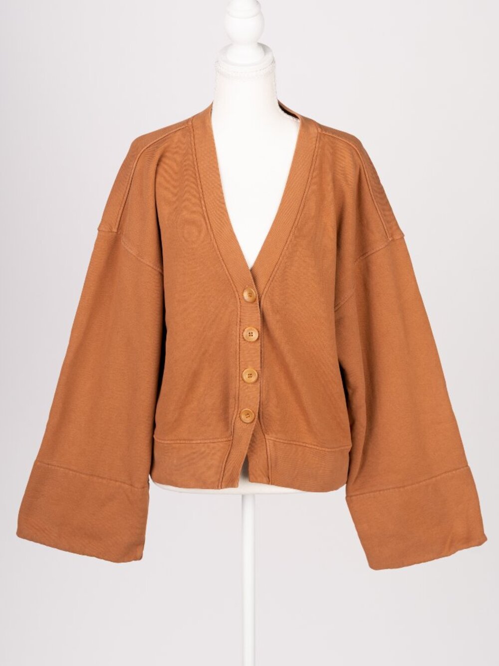 Citizens of Humanity Fleece Button Front Camel Brown Cardigan Small Oversized